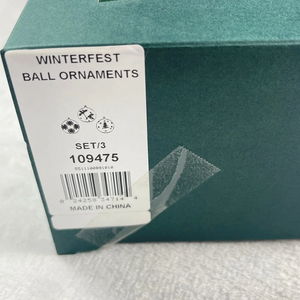 Marquis by Waterford Winterfest Ball Ornaments Set of 3 Etched Glass Clear Decor